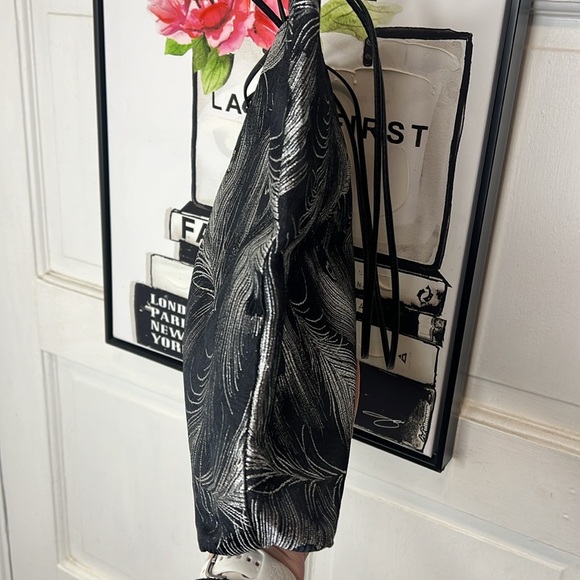 Vintage Vivienne Tam Black & Silver Feather Print Bag - Picture 6 of 10